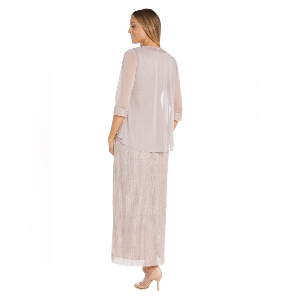 Long Pleated Jacket Dress – Formal Metallic – R&M Richards1595 - Picture 2 of 9